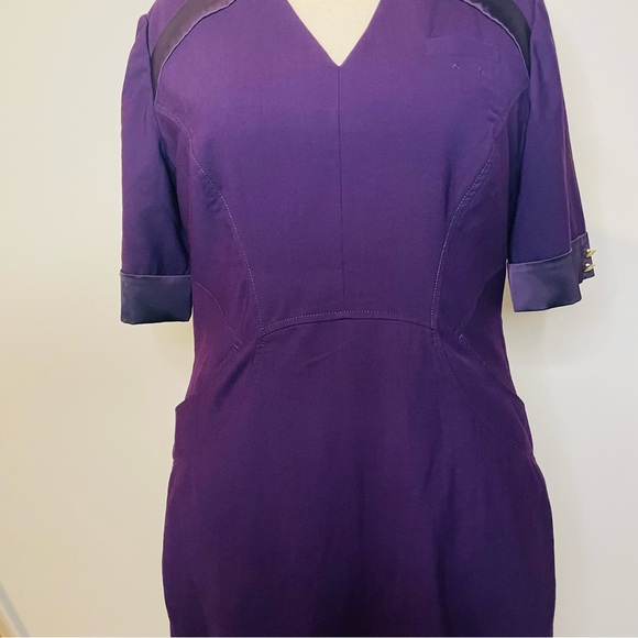 Delta Airlines Zac Posen Flight Attendant Dress Passport Plum, Gold Buttons - Picture 13 of 16